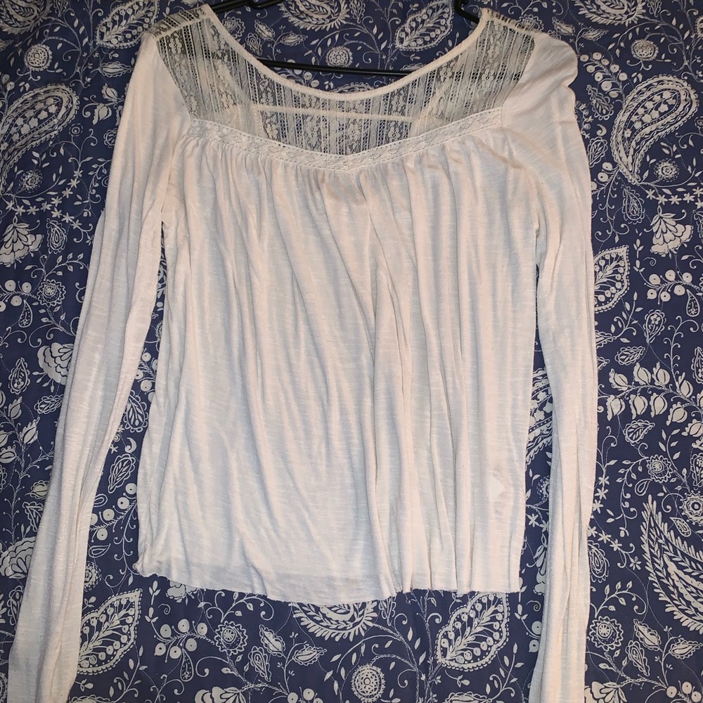 Long sleeve lace detailed shirt